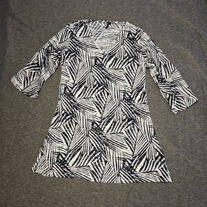 Portacruz Swimsuit Dress Cover Up Large Navy Blue White